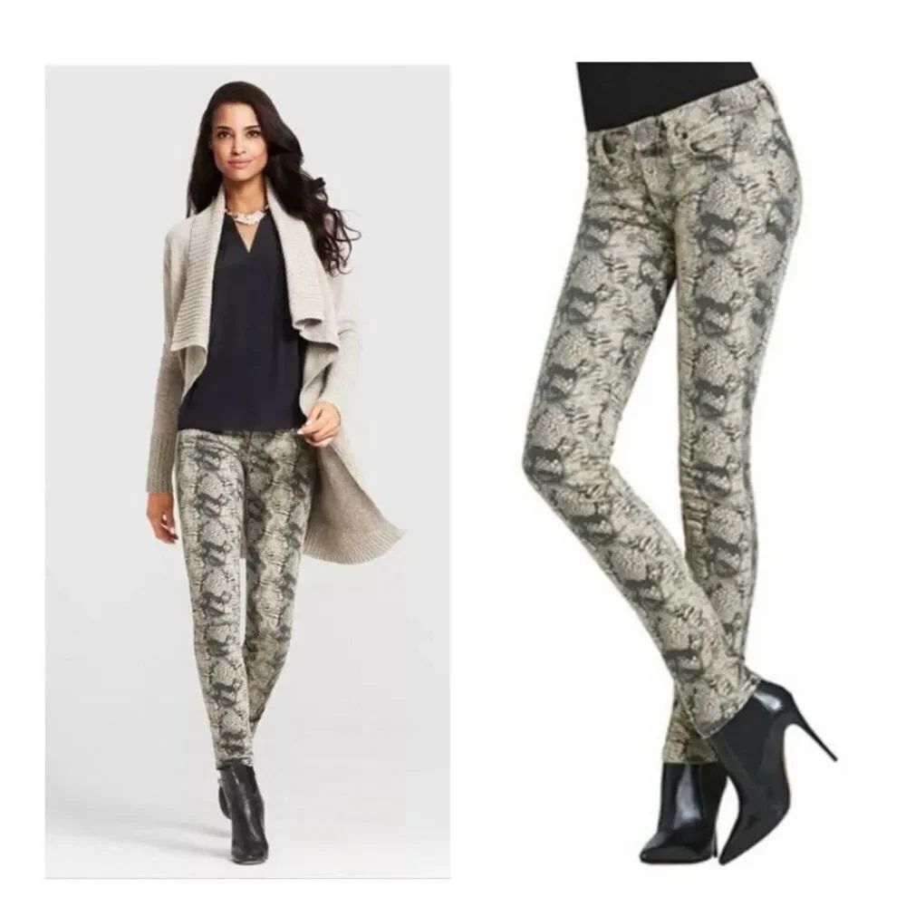 Cabi  women’s snake skin reptile, print, brown skinny jeans, size for